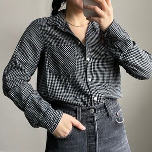Old Navy Black Plaid Button Down